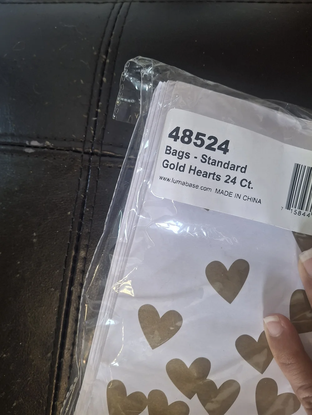 Gold Heart Favor Bags in White & Kraft — 24 Pack